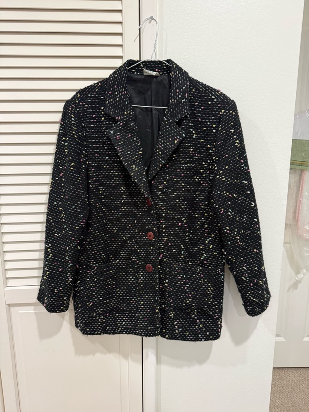 Vintage Newport News Women’s Black Tweed Blazer Size 6